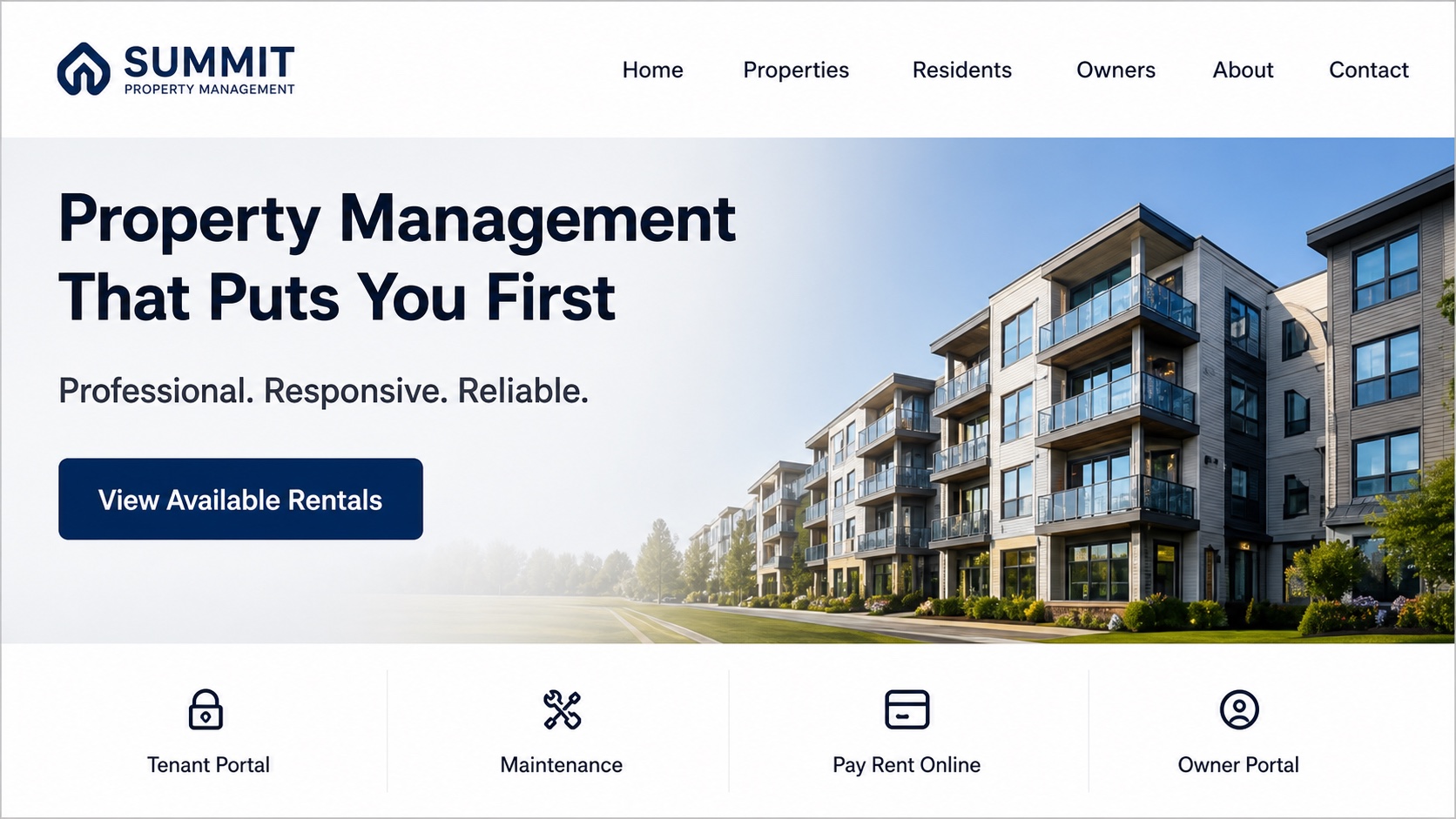 Property management website design by Ortiz Venture Holdings