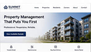Property management website design created by Ortiz Venture Holdings